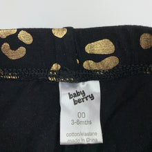 Load image into Gallery viewer, Girls Baby Berry, black and gold stretchy leggings, GUC, size 00,  