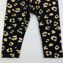 Load image into Gallery viewer, Girls Baby Berry, black and gold stretchy leggings, GUC, size 00,  
