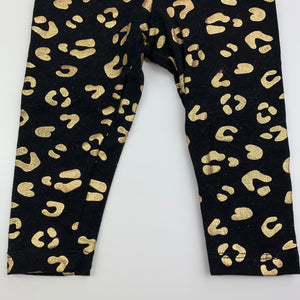 Girls Baby Berry, black and gold stretchy leggings, GUC, size 00,  