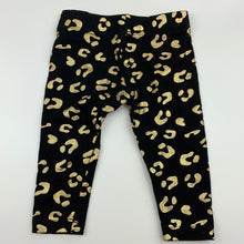 Load image into Gallery viewer, Girls Baby Berry, black and gold stretchy leggings, GUC, size 00,  