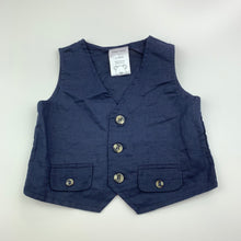 Load image into Gallery viewer, Boys Baby Baby, navy lightweight cotton blend vest, waistcoat, EUC, size 1,  