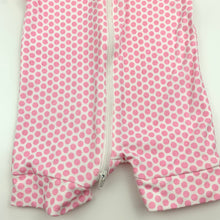 Load image into Gallery viewer, Girls Gaia, pink spot organic cotton zip romper, GUC, size 000,  