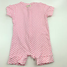 Load image into Gallery viewer, Girls Gaia, pink spot organic cotton zip romper, GUC, size 000,  