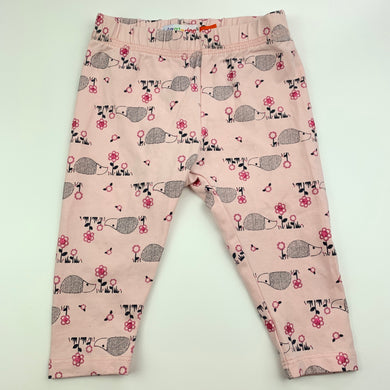 Girls Higgledee, pink stretchy leggings, bottoms, hedgehogs, GUC, size 00,  