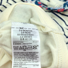 Load image into Gallery viewer, Girls Gap, soft cotton navy stripe romper, floral trim, NEW, size 00,  