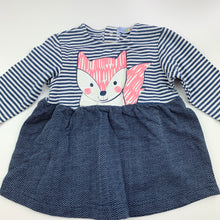 Load image into Gallery viewer, Girls Higgledee, long sleeve casual dress, fox, EUC, size 000, L: 31cm