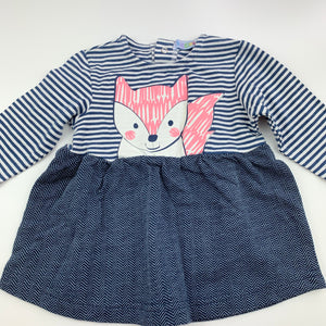 Girls Higgledee, long sleeve casual dress, fox, EUC, size 000, L: 31cm