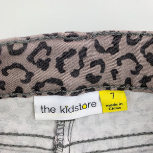 Girls The Thekidsstore, animal print stretch cotton pants, adjustable, inside leg: 56 cm, FUC, size 7,  