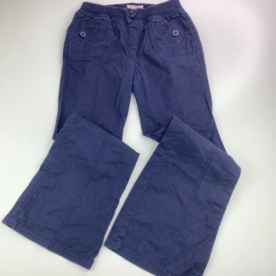 Girls Osh Kosh, navy cotton flared pants, elasticated, inside leg: 56 cm, GUC, size 8,  