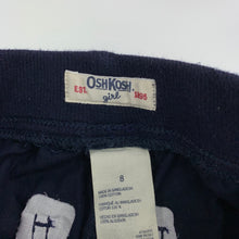 Load image into Gallery viewer, Girls Osh Kosh, navy cotton flared pants, elasticated, inside leg: 56 cm, GUC, size 8,  