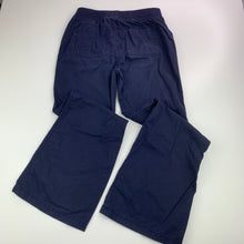 Load image into Gallery viewer, Girls Osh Kosh, navy cotton flared pants, elasticated, inside leg: 56 cm, GUC, size 8,  