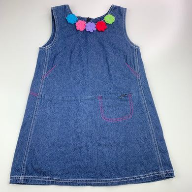 Girls Target, blue denim casual dress, GUC, size 4, L: 55cm