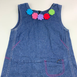 Girls Target, blue denim casual dress, GUC, size 4, L: 55cm