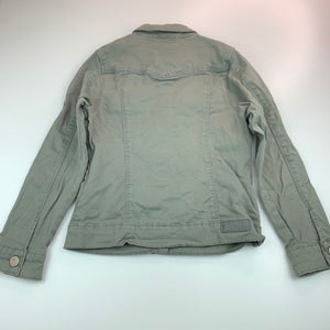 Girls Okaidi, khaki stretch cotton jacket, poppers, FUC, size 8,  