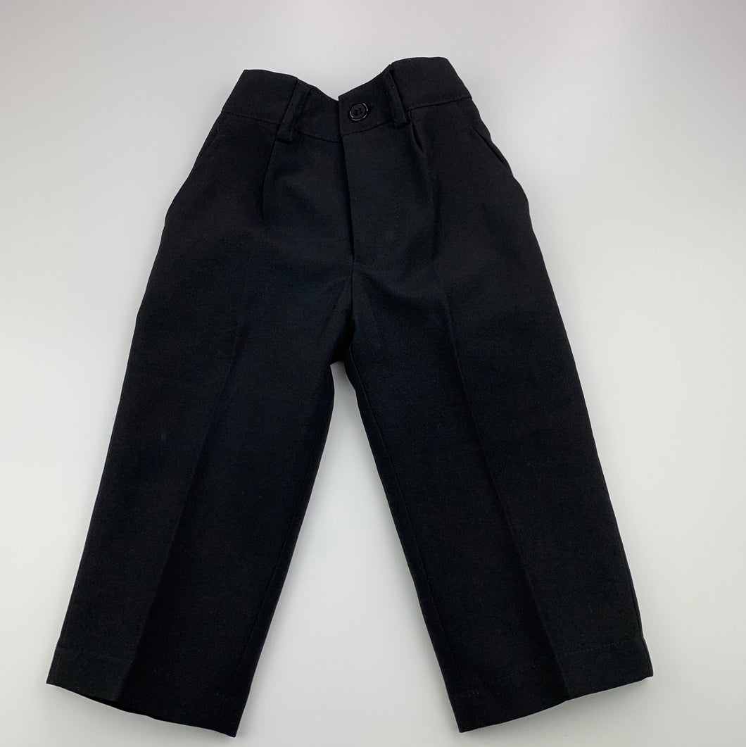 Boys Blue Sky, black lightweight formal pants, adjustable, inside leg: 26 cm, EUC, size 00,  