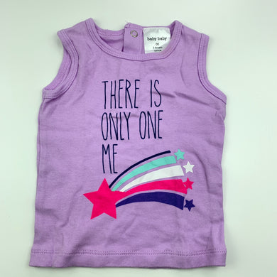 Girls Baby Baby, purple cotton singlet top, shooting star, EUC, size 00,  