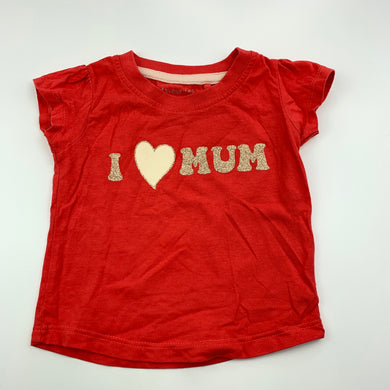 Girls Favourites, cotton t-shirt top, MUM, EUC, size 0,  