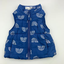 Load image into Gallery viewer, Girls Mango, blue puffer vest, jacket, rainbows, GUC, size 0,  