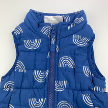 Load image into Gallery viewer, Girls Mango, blue puffer vest, jacket, rainbows, GUC, size 0,  