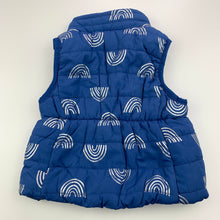 Load image into Gallery viewer, Girls Mango, blue puffer vest, jacket, rainbows, GUC, size 0,  