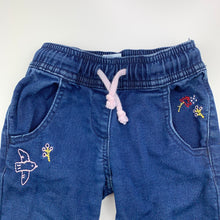 Load image into Gallery viewer, Girls Anko, embroidered stretchy knit, denim pants, elasticated, GUC, size 1,  