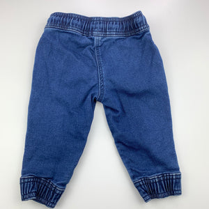 Girls Anko, embroidered stretchy knit, denim pants, elasticated, GUC, size 1,  