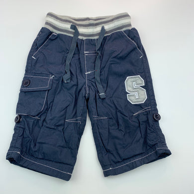 Boys Sprout, cotton lined navy casual pants, elasticated, EUC, size 000,  