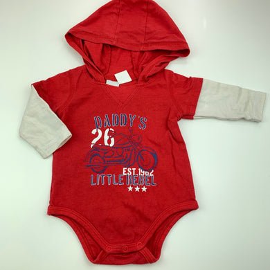 Boys Tiny Little Wonders, cotton hooded bodysuit, romper, FUC, size 00,  
