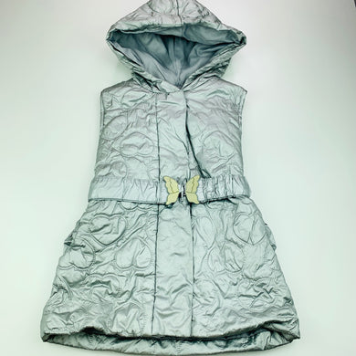 Girls Target, silver hooded vest, jacket, L: 45 cm, FUC, size 4,  