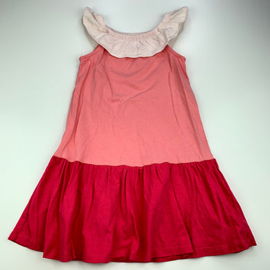 Girls M&S, pink cotton casual dress, GUC, size 2-3, L: 52cm