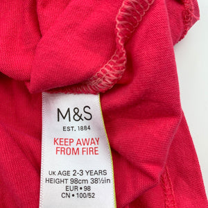 Girls M&S, pink cotton casual dress, GUC, size 2-3, L: 52cm