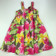 Load image into Gallery viewer, Girls Target, lined colourful floral cotton dress, light marks lower front left, FUC, size 2, L: 56 cm