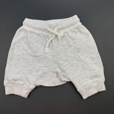 Boys Sprout, grey fleece lined shorts, bottoms, elasticated, GUC, size 0000,  