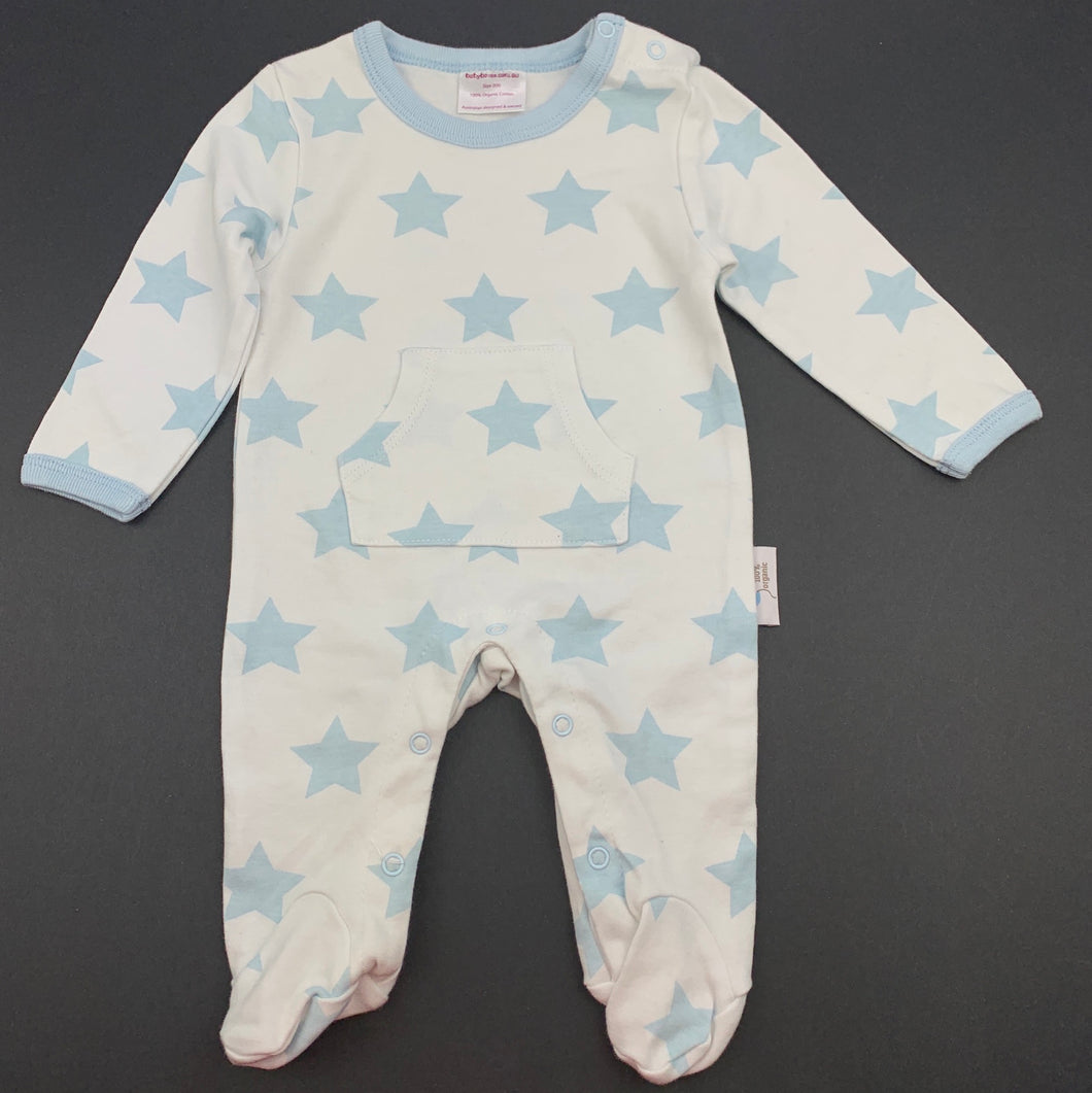 unisex Babyboxes, organic cotton coverall, romper, stars, EUC, size 000,  