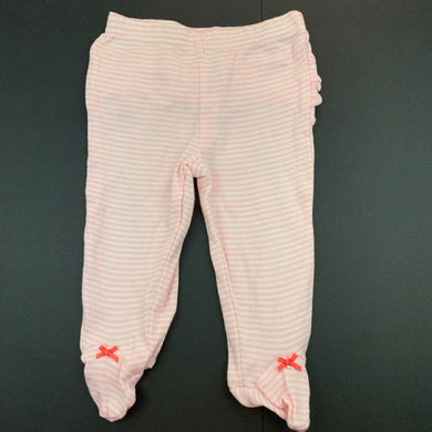 Girls Carters, pink stripe cotton footed leggings, bottoms, EUC, size 3 months,  
