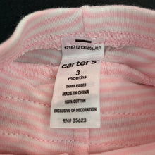 Load image into Gallery viewer, Girls Carters, pink stripe cotton footed leggings, bottoms, EUC, size 3 months,  