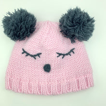 Load image into Gallery viewer, Girls Baby Berry, pink &amp; grey beanie, hat, GUC, size 000 to 00,  
