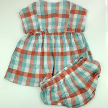 Load image into Gallery viewer, Girls Anko, checked lightweight top &amp; bloomers, nappy cover, EUC, size 00,  
