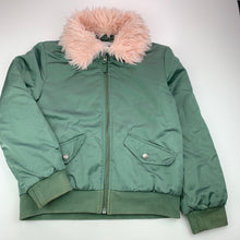 Load image into Gallery viewer, Girls Target, khaki bomber jacket, coat, discolouration on cuffs, FUC, size 9,  