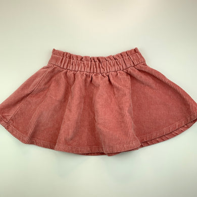 Girls Anko, pink corduroy cotton skirt, elasticated, L: 22.5 cm, EUC, size 1,  