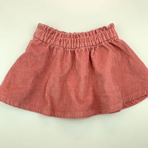 Girls Anko, pink corduroy cotton skirt, elasticated, L: 22.5 cm, EUC, size 1,  