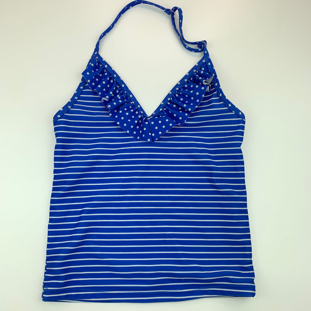 Girls Wave Zone, blue & white striped swim top, GUC, size 10,  