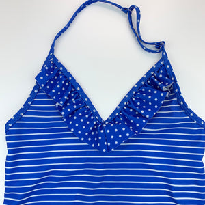 Girls Wave Zone, blue & white striped swim top, GUC, size 10,  