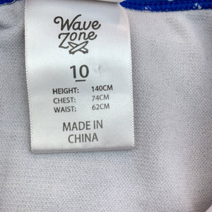 Girls Wave Zone, blue & white striped swim top, GUC, size 10,  