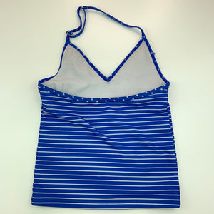 Girls Wave Zone, blue & white striped swim top, GUC, size 10,  