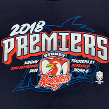 Load image into Gallery viewer, unisex Sportage Australia, NRL Sydney Roosters Premiers cotton t-shirt top, EUC, size 10,  