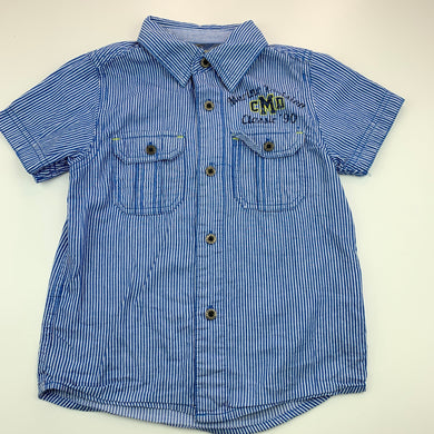 Boys Pumpkin Patch, blue stripe cotton short sleeve shirt, GUC, size 3,  