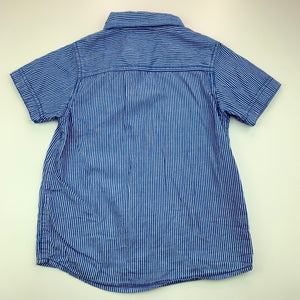 Boys Pumpkin Patch, blue stripe cotton short sleeve shirt, GUC, size 3,  