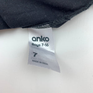 Boys Anko, black cotton t-shirt top, GUC, size 7,  