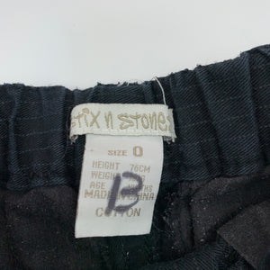 Boys Stix 'n' Stones, black cotton casual pants, elasticated, GUC, size 0,  